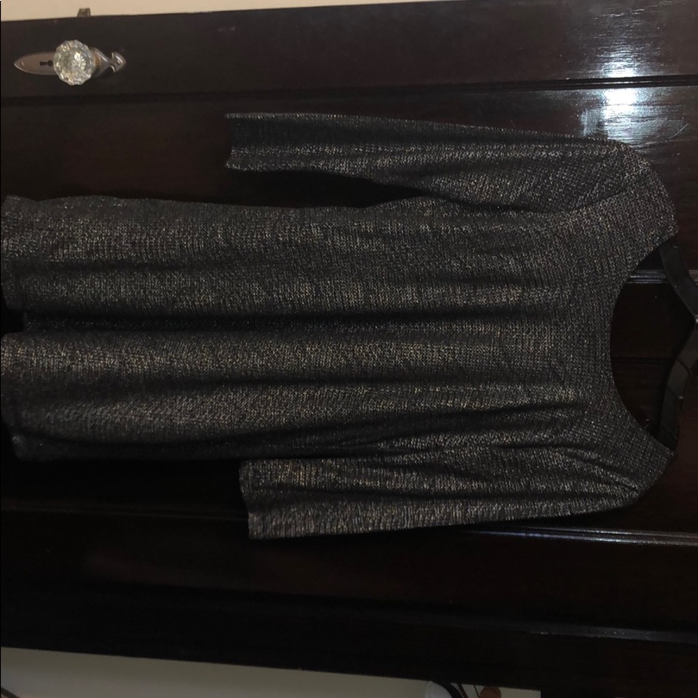 Black and silver shiny mini dress, back cut out